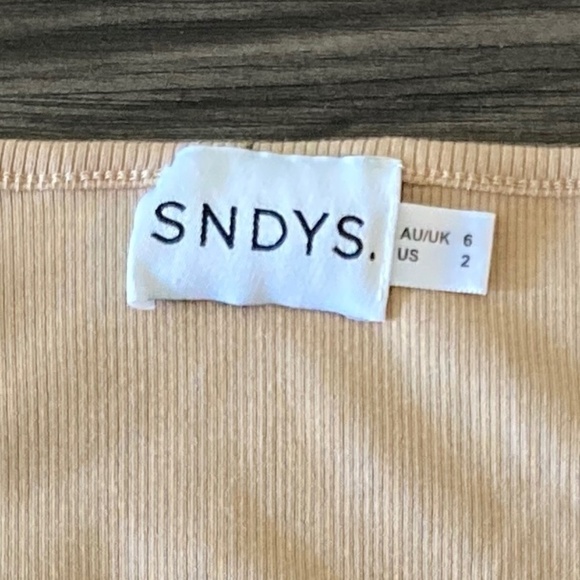 Revolve X SNDYS Ardin Rib Short Sleeve Crop Top in Nude/Tan - Picture 4 of 4